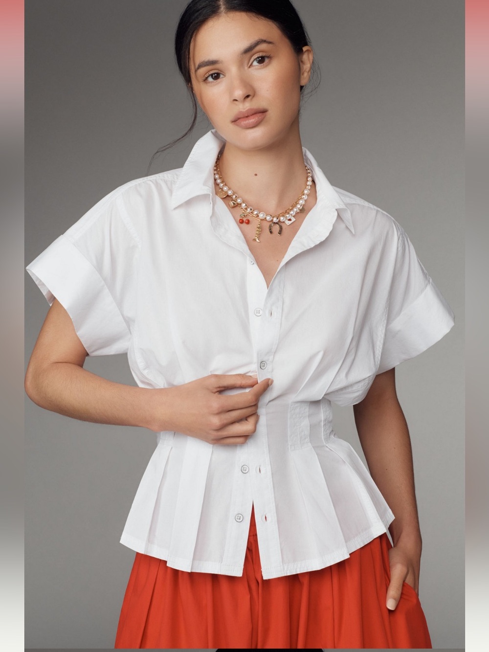 Pilcro  The Bobbie Short-Sleeve Fitted-Waist Blouse